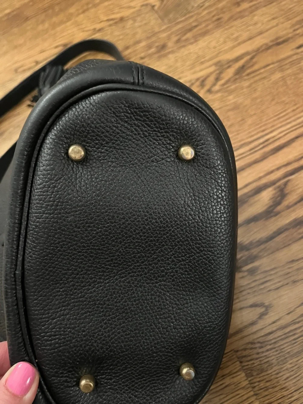 COACH Lora Bucket Bag With Whipstitch Detail Black Pebbled Leather 651